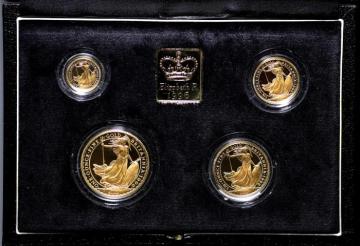 イギリス　1996年銘　ブリタニア立像　プルーフ金貨4枚セット　エリザベス2世　発行500セット　保証書、オリジナルケース付
