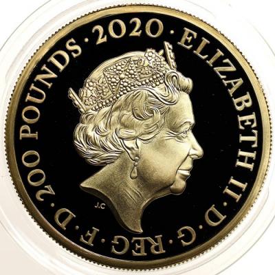 イギリス　2020年　200ポンド2オンスプルーフ 200ポンド純金貨　エリザベス2世　007シリーズ第三弾”Shaken, Not Stirred"　限定250枚　COA保証書BOX付