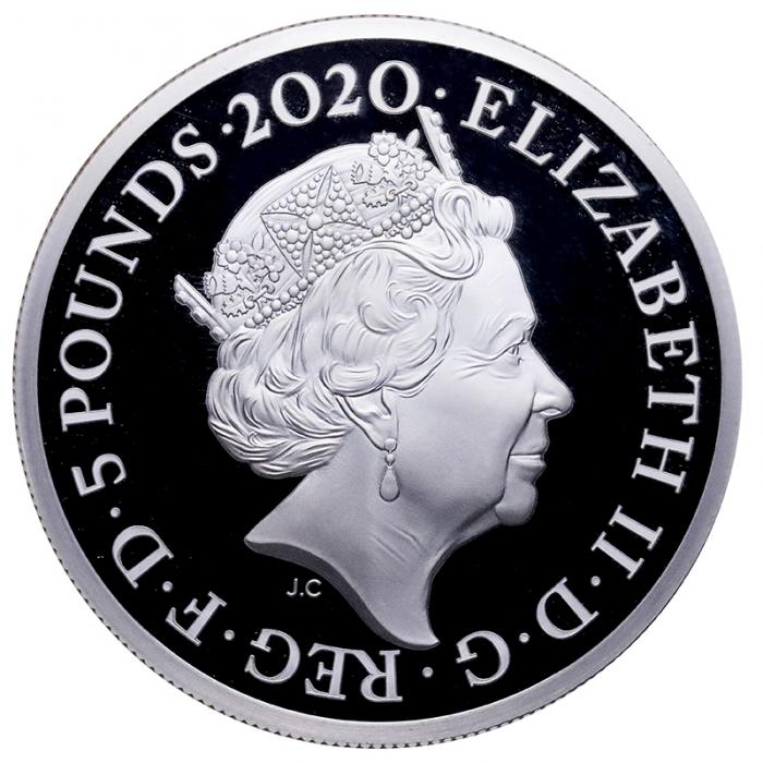 イギリス 2020年 5ポンド 2オンス プルーフ純銀貨 エリザベス2世 2020 