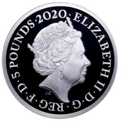 イギリス 2020年　5ポンド 2オンス プルーフ純銀貨　エリザベス2世　2020年音楽の伝説シリーズ　クイーン　QUEEN FIRST RELEASES NGC PF70 ULTRA CAMEO