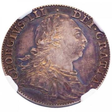 イギリス　1787年　シリング銀貨　パターン試作プルーフ　ジョージ3世　NGC　PF62　ESC R指定　限定発行168枚レア トーン