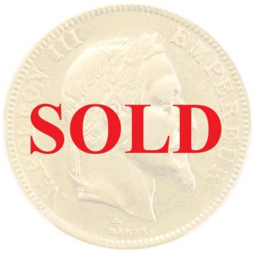 フランス 1866年BB 100フラン金貨 ナポレオン3世 有冠 PCGS AU50
