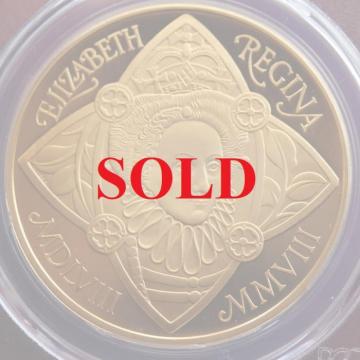 イギリス　2008年 5ポンド金貨エリザベス一世即位450年記念　PR68DCAM