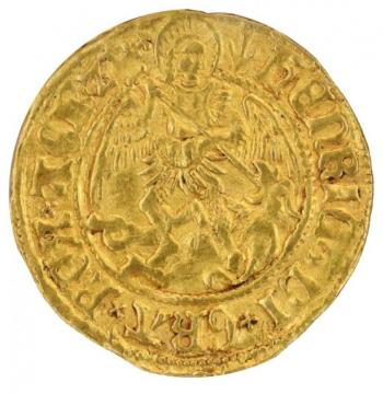 イギリス(イングランド)1505-9　年ヘンリー7世　1/2 ハーフエンジェル金貨　NGC　AU55　