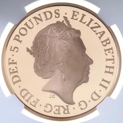 イギリス　2020年　5ポンド プルーフ金貨　エリザベス2世  英国赤十字150年記念　NGC　PF70ULTRA CAMEO　限定発行260枚パーフェクトグレード　保証書・BOX付