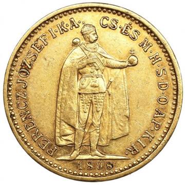 ハンガリー　1898年　10コロナ　金貨　フランツ・ヨーゼフ1世　EF