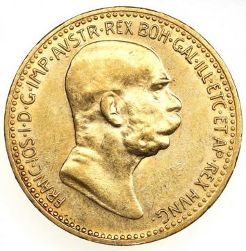 オーストリア(ハンガリー) 1909年　10コロナ金貨　フランツ・ヨーゼフⅠ世　EF