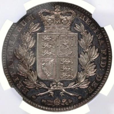 イギリス　1839年 クラウン銀貨　プルーフ ヴィクトリアVictoria ビクトリア　ヤングヘッド　ウィリアム・ワイオンデザイン  NGC PF63+ CAMEO　超レア