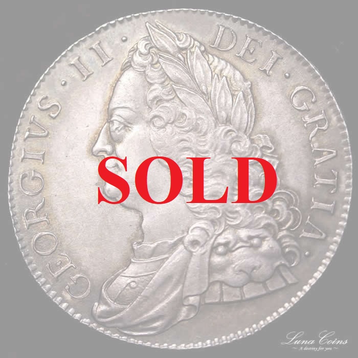 イギリス ジョージ2世 1750年 クラウン銀貨 EF+【アンティークコイン ...