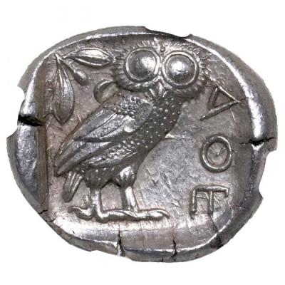 古代ギリシャ　アッテカ アテネ　テトラドラクマ銀貨　フクロウ　BC440-404　NGC MS Strike:5/5 Surface:4/5 Fine Style