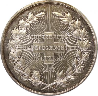 スイス・ルツェルン　1853年　射撃祭シリーズ銀メダル PCGS　SP61　