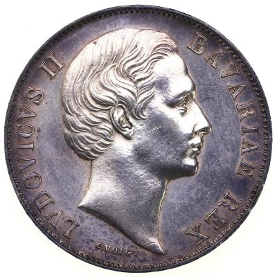 ドイツ バイエルン ターラー銀貨 ルードヴィヒ2世 聖母マリア マドンナ 座像 UNC NoDate(1866~71)