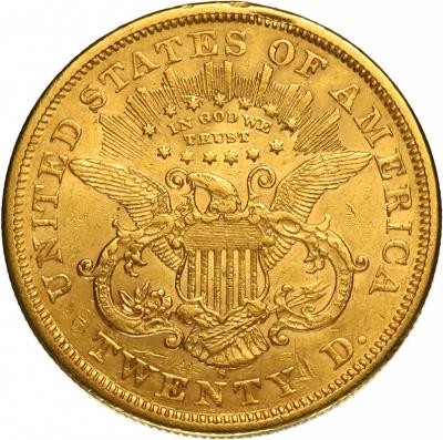 アメリカ合衆国　1869年S　20 ドル金貨　リバティヘッド　ダブルイーグル　サンフランシスコミント　VF-EF