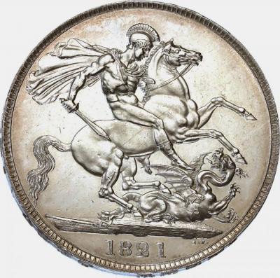 イギリス　1821年　クラウン銀貨　ジョージ4世 　Secundo on edge