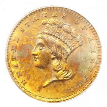 アメリカ 1861年銘 リバティ-インディアンヘッド 1ドル金貨 PCGS　AU55 90年代クラシックグリーンラベル