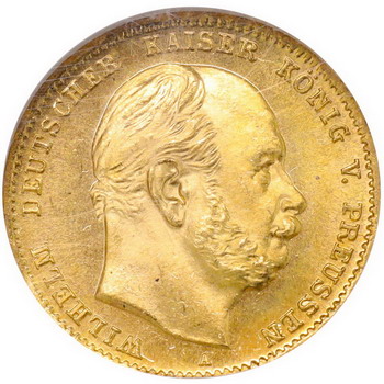 ドイツ プロイセン 1873年A　10マルク 金貨　ヴィルヘルム1世　NGC MS66　ハイグレード