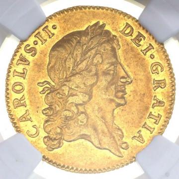 イングランド(イギリス) ENGLAND(GREAT BRITAIN) 1664年 英国 ギニア金貨 ギニー　チャールズ2世 NGC鑑定済 AU50