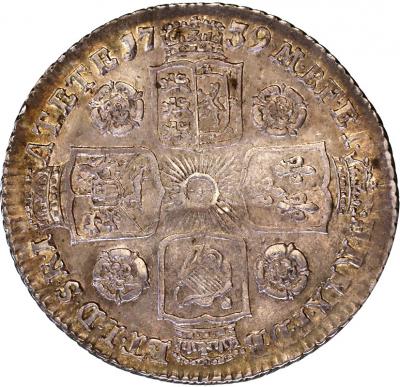 GREAT BRITAIN　イギリス　1739年　シリング銀貨　ジョージ2世　Shilling AR Silver　George I