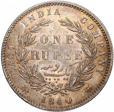 INDIA(BRITISH) 旧イギリス領インド　1840年　1ルピー銀貨　ビクトリア 東インド会社　1RUPEE Victoria　East India Company