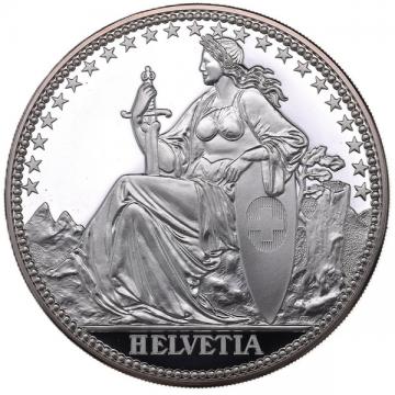 スイス　1987年EF　ヘルヴェティア　純銀メダル5オンス　プルーフ　FDC完全未使用　限定1500枚