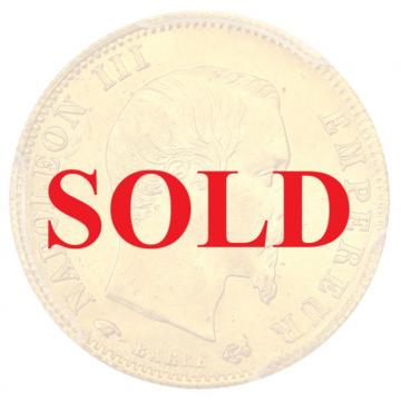 フランス　1859A　ナポレオン3世　無冠　5フラン金貨　パリミント　PCGS　AU58