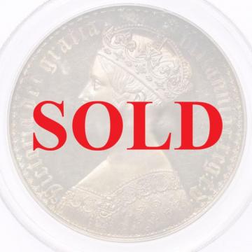 イギリス1847年ビクトリアヴィクトリア　ゴチックゴシッククラウン銀貨PR63Cameo　Undecimo on edge　PCGS
