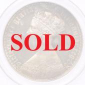 イギリス1847年ビクトリアヴィクトリア　ゴチックゴシッククラウン銀貨PR63Cameo　Undecimo on edge　PCGS