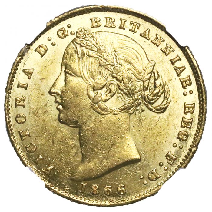 イギリス領オーストラリア 1866年銘 シドニーミント ヴィクトリア ビクトリア Victoria ヤングヘッド ソブリン金貨 NGC