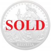 スイス　1987年EF　ヘルヴェティア　純銀メダル5オンス　プルーフ　FDC完全未使用　限定1500枚
