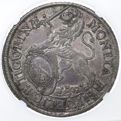 スイス　1761年 チューリッヒ　ターラー銀貨　都市景観　NGC　AU55