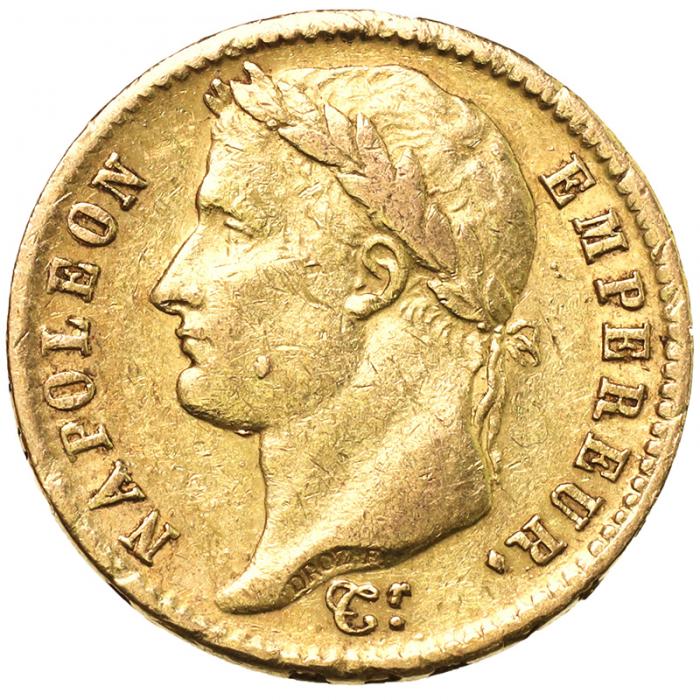 フランス 1808A ナポレオン Napoleon 20フラン 金貨 パリミント VF 美品【アンティークコイン・金貨・銀貨の販売・買取 ルナコイン】