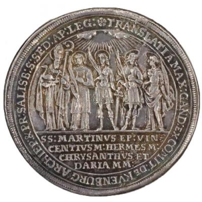 オーストリア　1682年銘　ザルツブルグ　ターラー銀貨　1100年記念　大司教　NGC　MS62　フリーメーソン