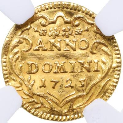 スイス　1725年　チューリッヒ　1/4ダカット金貨　NGC　Aud
