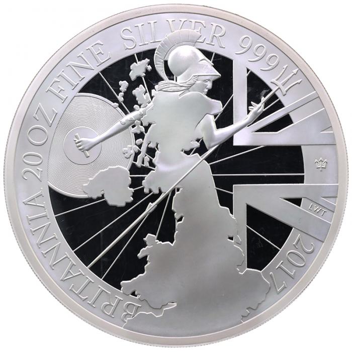 イギリス 2017年 250ポンド 20オンス 超大型 ブリタニアプルーフ純銀貨