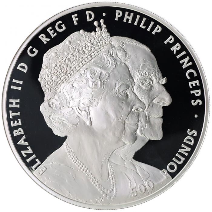 イギリス 2017年 500ポンド(1kg)超大型銀貨 エリザベス2世 成婚70年記念 NGC PF70ULTRA CAMEO ONE OF  FIRST 50 STRUCK【アンティークコイン・金貨・銀貨の販売・買取 ルナコイン】