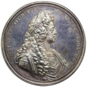 イギリス　1697年　ウィリアム3世　ブリタニア　レイスウェイク条約締結記念　大型銀メダル　