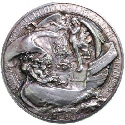 イギリス　1887年　ビクトリア　ヴィクトリア　Victoria　銀メダル　ジュビリーヘッド　戴冠50年記念