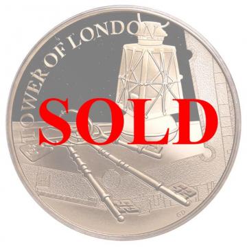 イギリス　2019年　5ポンド　プルーフ金貨　エリザベス2世　ロンドン塔コインコレクション　鍵の儀式　FDC　保証書　共箱付
