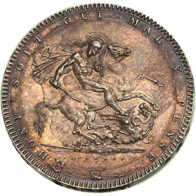 イギリス　ジョージ3世　1820年　クラウン銀貨　LIX　UNC(未使用)　バージントーン