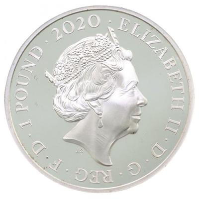 イギリス 2020年　1ポンド 1/2オンス プルーフ純銀貨　エリザベス2世　2020年音楽の伝説シリーズ　クイーン　QUEEN　アクリル共箱・保証書付き　FDC　しまうも飾るもよし