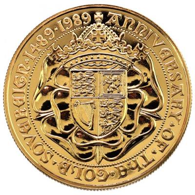 イギリス　1989年　5ポンド 金貨　エリザベス2世 ソブリン金貨500周年記念　FDC　保証書　共箱付