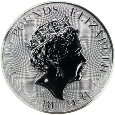 イギリス 2018　クイーンズビースト　Griffin of Edward III  エリザベス2世　10ポンド 10オンス大型銀貨 グリフィン　NGC MS70