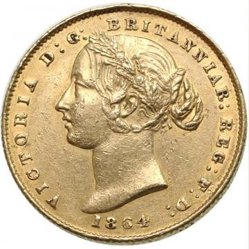 イギリス領オーストラリア　1864年銘　ヴィクトリア　ビクトリア　Victoria　ヤングヘッド　ソブリン金貨 シドニーミント
