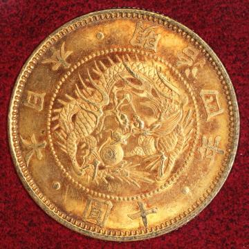 日本 明治4年(1871)　旧10円金貨　財務省放出スラブケース　JDNA鑑定　美品B有輪
