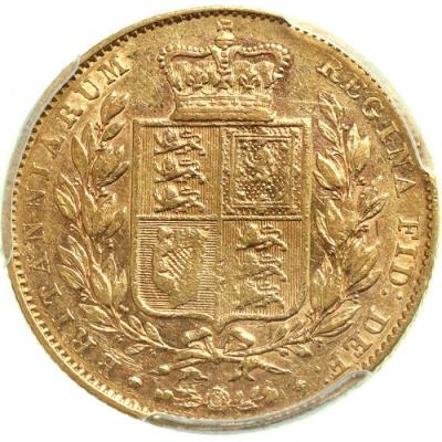 イギリス 特年1838年銘初年度発行　ソブリン金貨　ヴィクトリア　ビクトリア　Victoria ヤングヘッド　PCGS XF45　レアRare