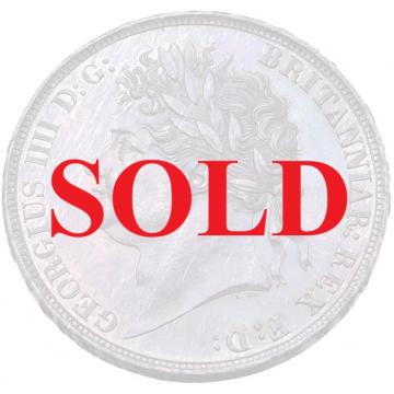 イギリス　1821年　クラウン銀貨　ジョージ4世 　Secundo on edge　妖艶遊色レインボートーン　NGC MS61