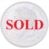 イギリス　1821年　クラウン銀貨　ジョージ4世 　Secundo on edge　妖艶遊色レインボートーン　NGC MS61