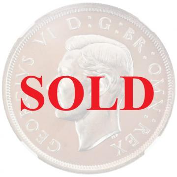 イギリス1937年銘ジョージ6世 プルーフ クラウン銀貨 NGC PF67