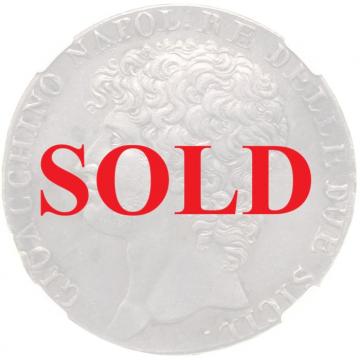 イタリア・ナポリ　1810年　ジョアッキーノ1世　12カルリーニ銀貨　NGC　AU53