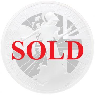 イギリス 2017年 250ポンド 20オンス 超大型 ブリタニアプルーフ純銀貨 エリザベス2世 NGC PF70ULTRA CAMEO 発行350枚　ONE OF FIRST 100 STRUCK